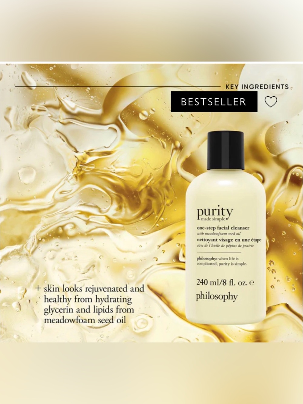NWT Philosophy Purity One-Step Facial Cleanser – Cream & Black Accents